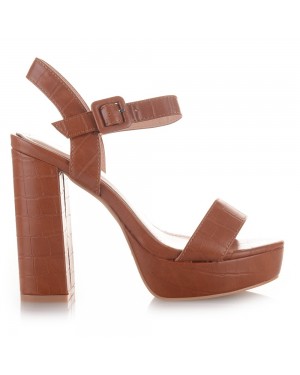 HEELED SANDALS, CODE: VB23126-CUOIO