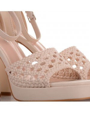 Beige heeled sandals in beige color Famous